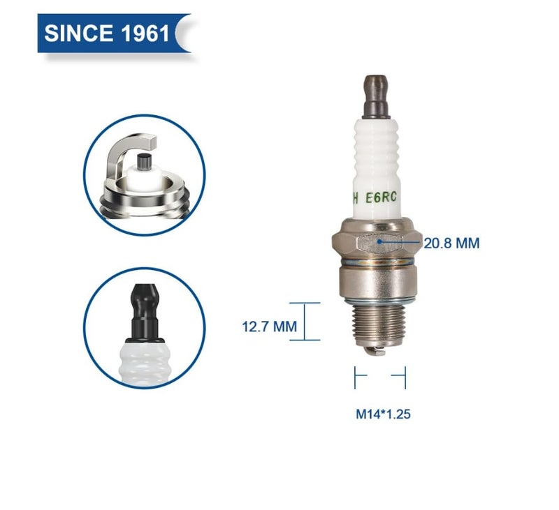 TORCH E6RC Spark Plug Replacement for NGK BR6HSA/BR6HS, Honda 98076-5671G/98076-5691G, Denso WF20TT/W20FR-L/W20FSR-U, OEM, Each - Image 2